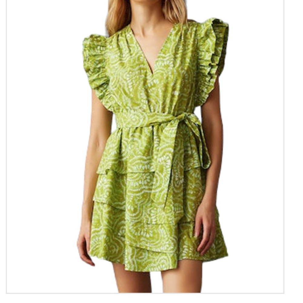 Marie Oliver Fiona Dress, Lime
Burst Green Ruffle Sleeve Dress